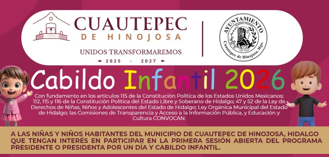 ABIERTA CONVOCATORIA PARA INTEGRAR CABILDO INFANTIL EN CUAUTEPEC